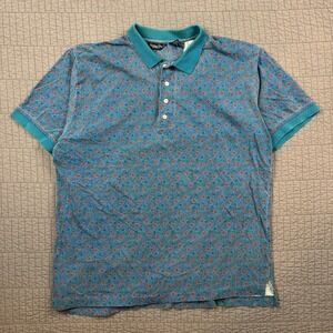 Vintage Christian Dior Monsieur Polo Shirt Mens XL Blue All Over Print USA Made